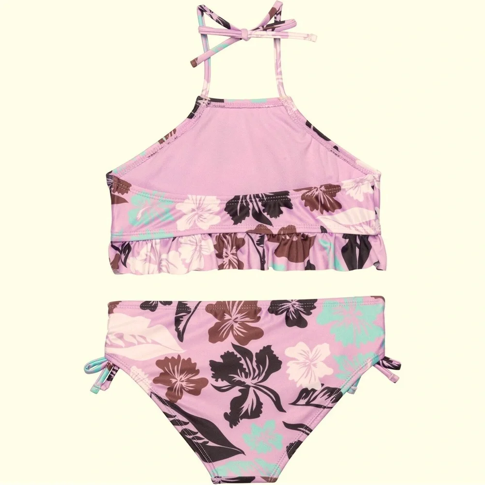 Raisins Girl's 2 Pc Aloha Guava Island Purple Halter Bikini Swimsuit |Size 10